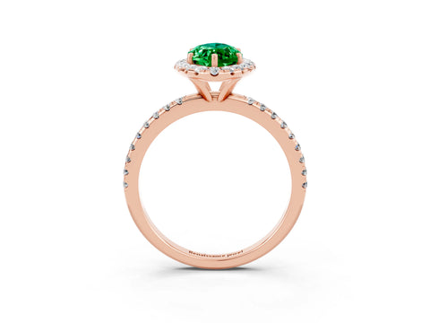 Rose gold Marquise Cut Cut Diamond Floral Halo Engagement Ring with Pavé Band and Prong Setting_3