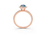 Rose gold Marquise Cut Cut Diamond Floral Halo Engagement Ring with Pavé Band and Prong Setting_3