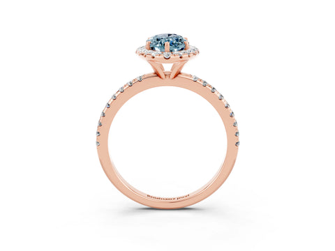 Rose gold Marquise Cut Cut Diamond Floral Halo Engagement Ring with Pavé Band and Prong Setting_3