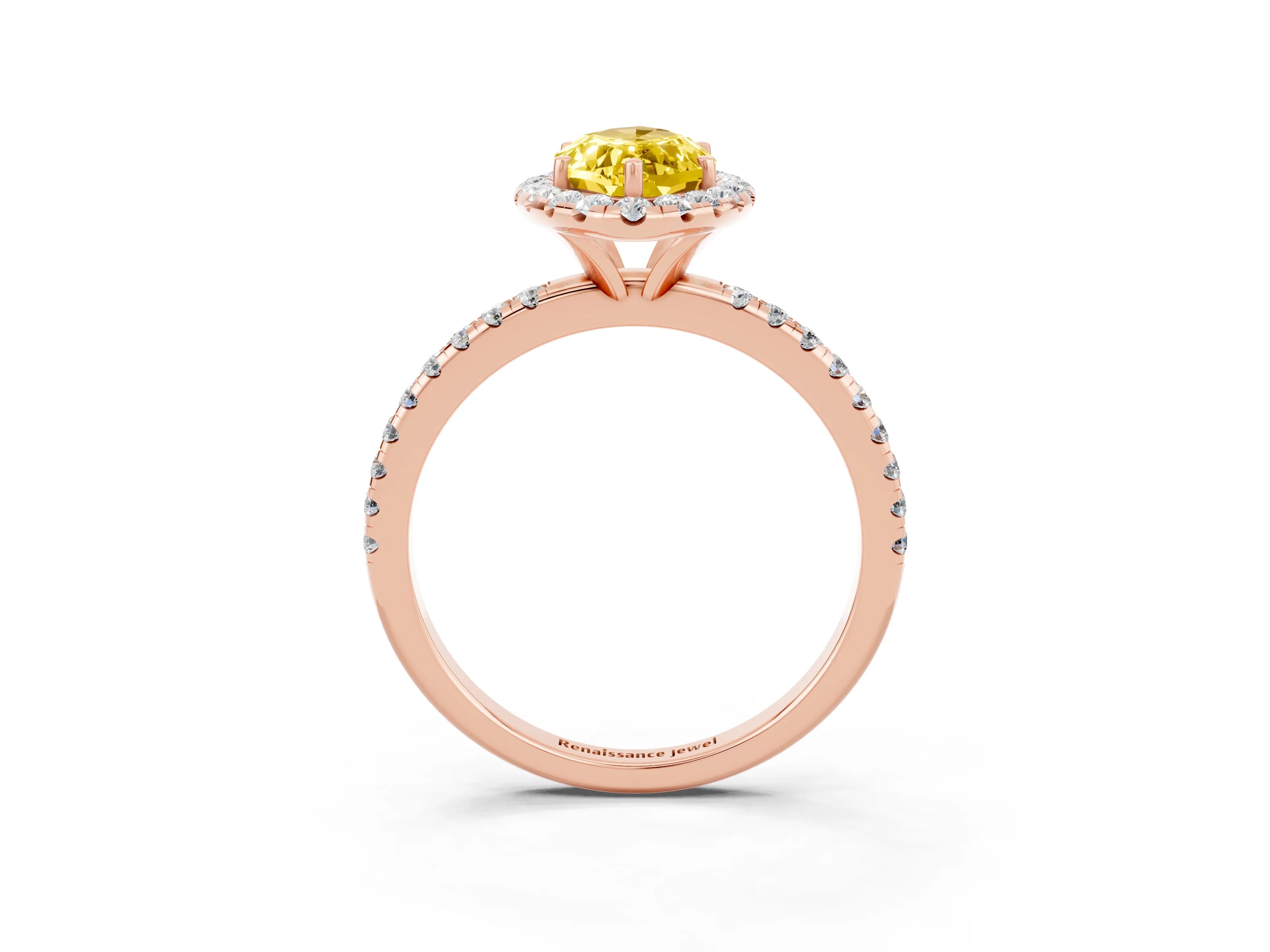Rose gold Marquise Cut Cut Diamond Floral Halo Engagement Ring with Pavé Band and Prong Setting_3