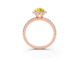Rose gold Marquise Cut Cut Diamond Floral Halo Engagement Ring with Pavé Band and Prong Setting_3