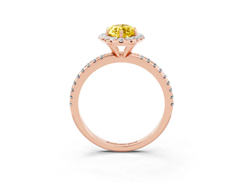 Rose gold Marquise Cut Cut Diamond Floral Halo Engagement Ring with Pavé Band and Prong Setting_3