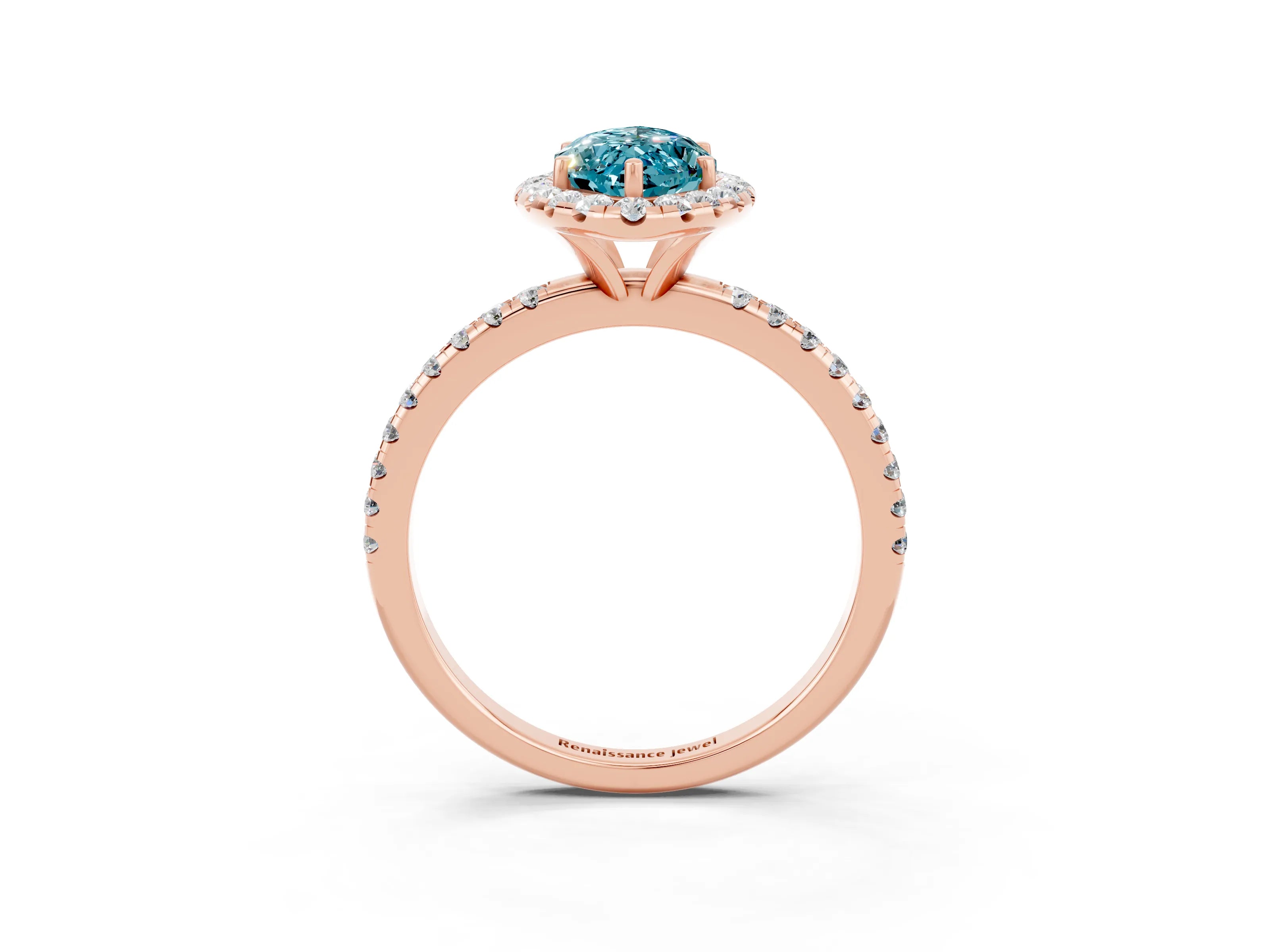 Rose gold Marquise Cut Cut Diamond Floral Halo Engagement Ring with Pavé Band and Prong Setting_3