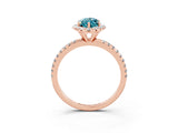 Rose gold Marquise Cut Cut Diamond Floral Halo Engagement Ring with Pavé Band and Prong Setting_3