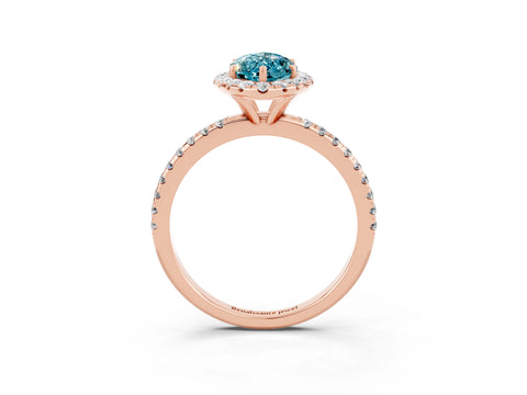Rose gold Marquise Cut Cut Diamond Floral Halo Engagement Ring with Pavé Band and Prong Setting_3