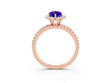 Rose gold Marquise Cut Cut Diamond Floral Halo Engagement Ring with Pavé Band and Prong Setting_3