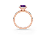 Rose gold Marquise Cut Cut Diamond Floral Halo Engagement Ring with Pavé Band and Prong Setting_3
