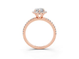 Rose gold Marquise Cut Cut Diamond Floral Halo Engagement Ring with Pavé Band and Prong Setting_3