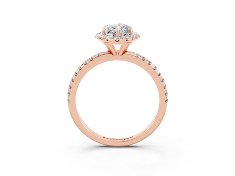Rose gold Marquise Cut Cut Diamond Floral Halo Engagement Ring with Pavé Band and Prong Setting_3