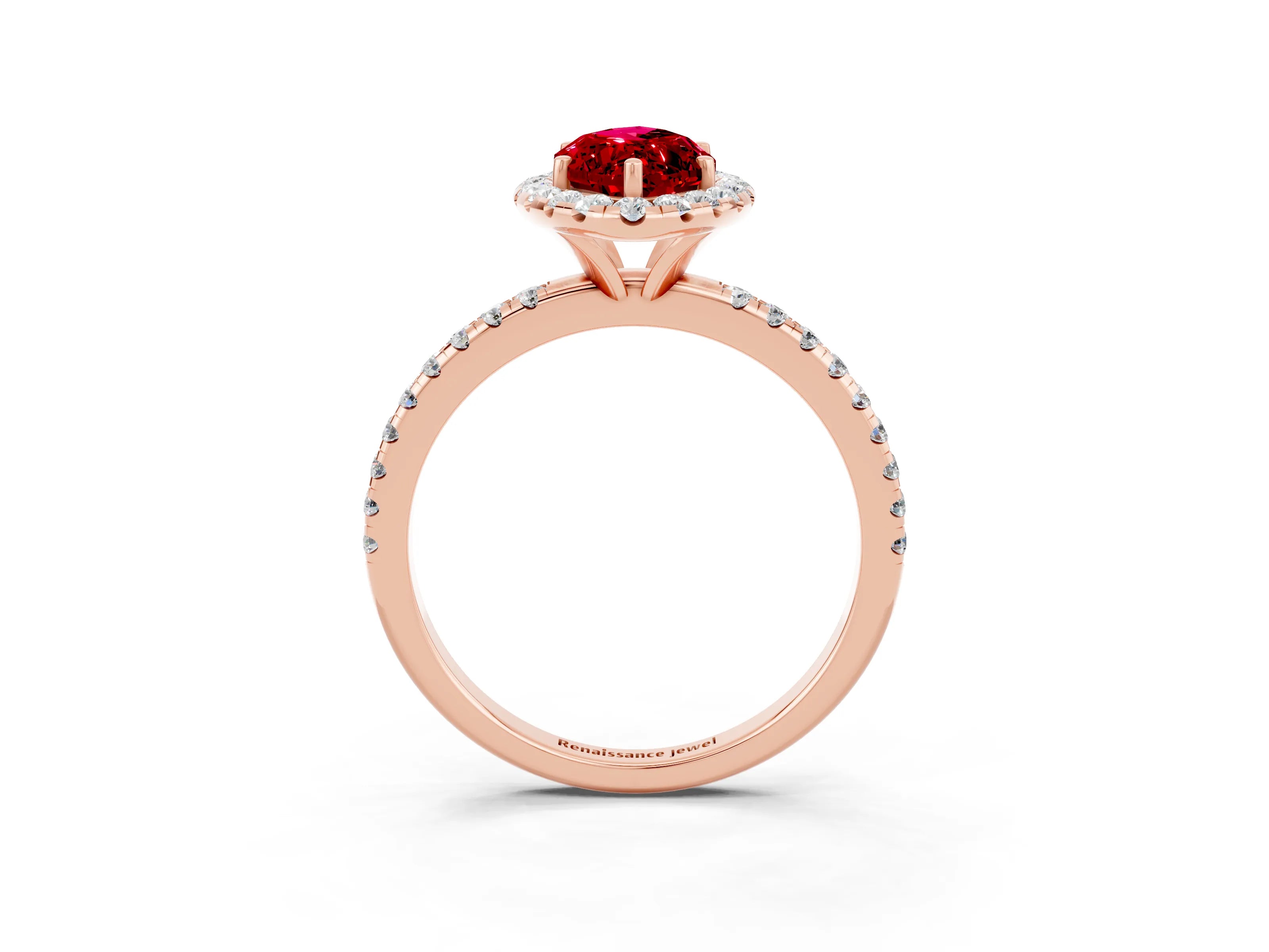 Rose gold Marquise Cut Cut Diamond Floral Halo Engagement Ring with Pavé Band and Prong Setting_3