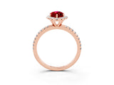 Rose gold Marquise Cut Cut Diamond Floral Halo Engagement Ring with Pavé Band and Prong Setting_3