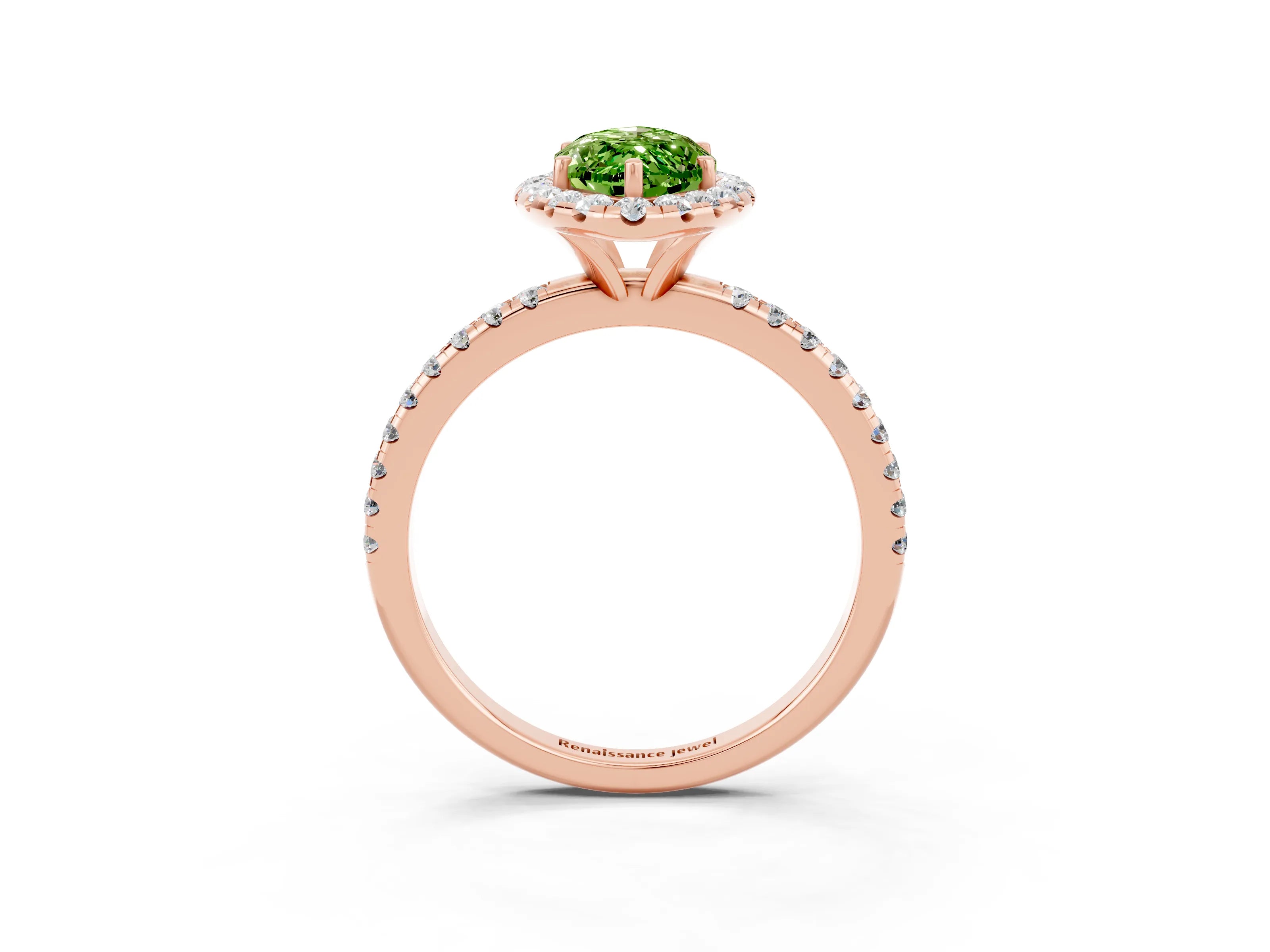 Rose gold Marquise Cut Cut Diamond Floral Halo Engagement Ring with Pavé Band and Prong Setting_3