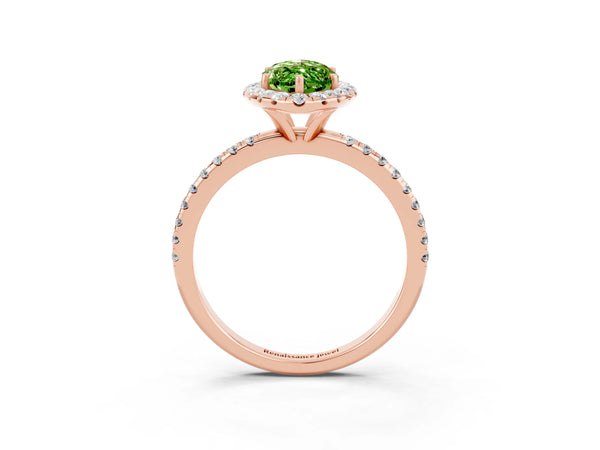 Rose gold Marquise Cut Cut Diamond Floral Halo Engagement Ring with Pavé Band and Prong Setting