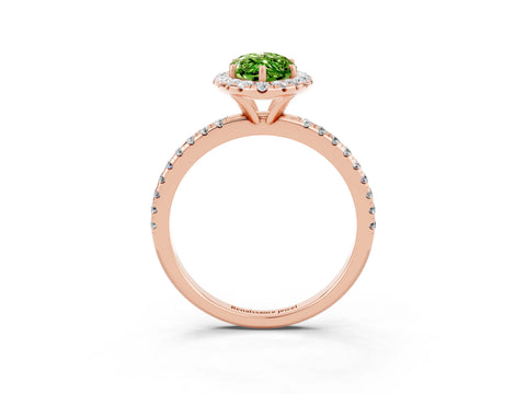 Rose gold Marquise Cut Cut Diamond Floral Halo Engagement Ring with Pavé Band and Prong Setting_3