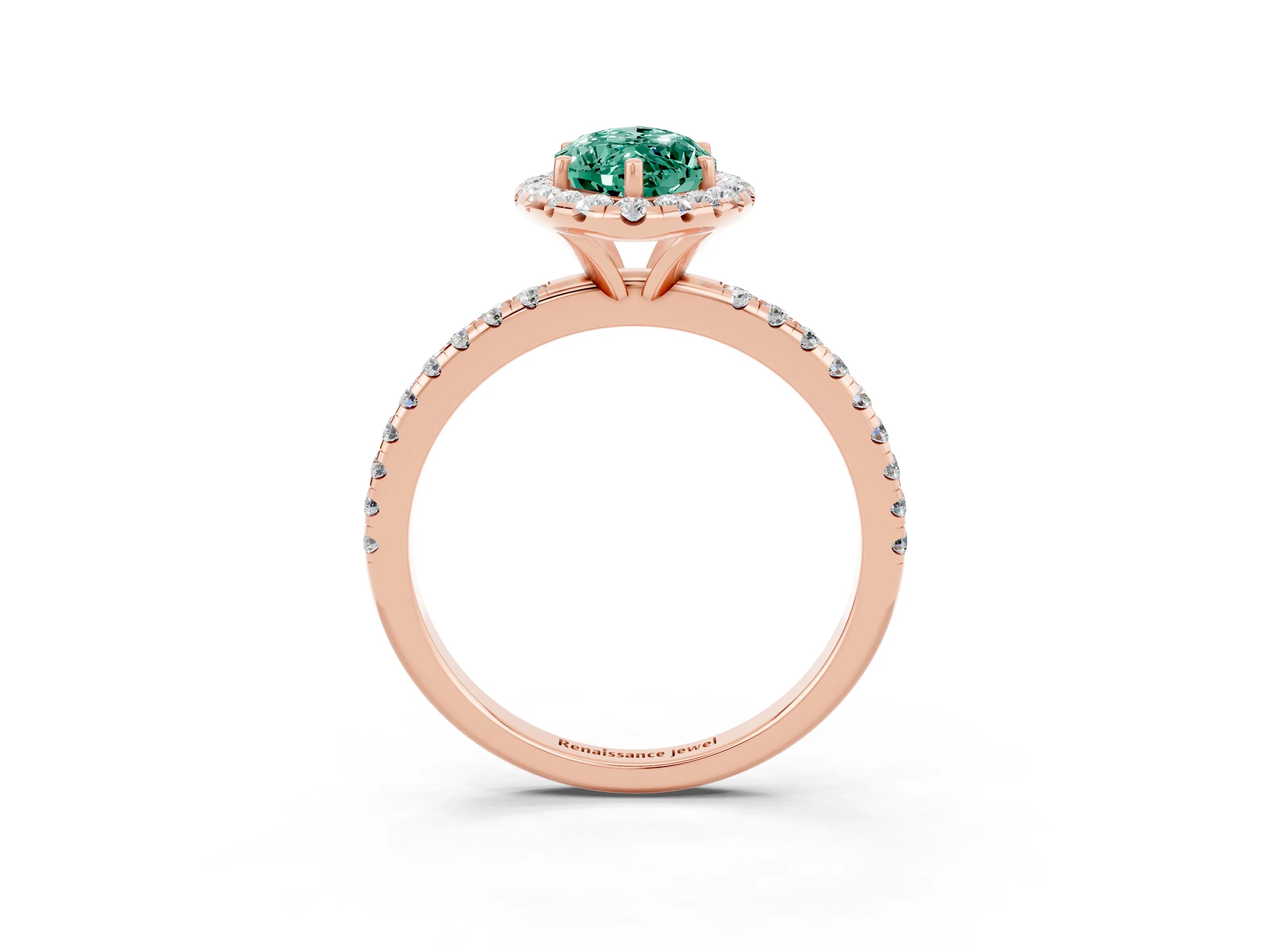 Rose gold Marquise Cut Cut Diamond Floral Halo Engagement Ring with Pavé Band and Prong Setting_3