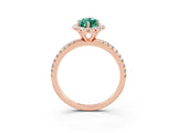 Rose gold Marquise Cut Cut Diamond Floral Halo Engagement Ring with Pavé Band and Prong Setting_3