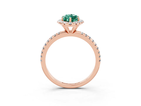 Rose gold Marquise Cut Cut Diamond Floral Halo Engagement Ring with Pavé Band and Prong Setting_3