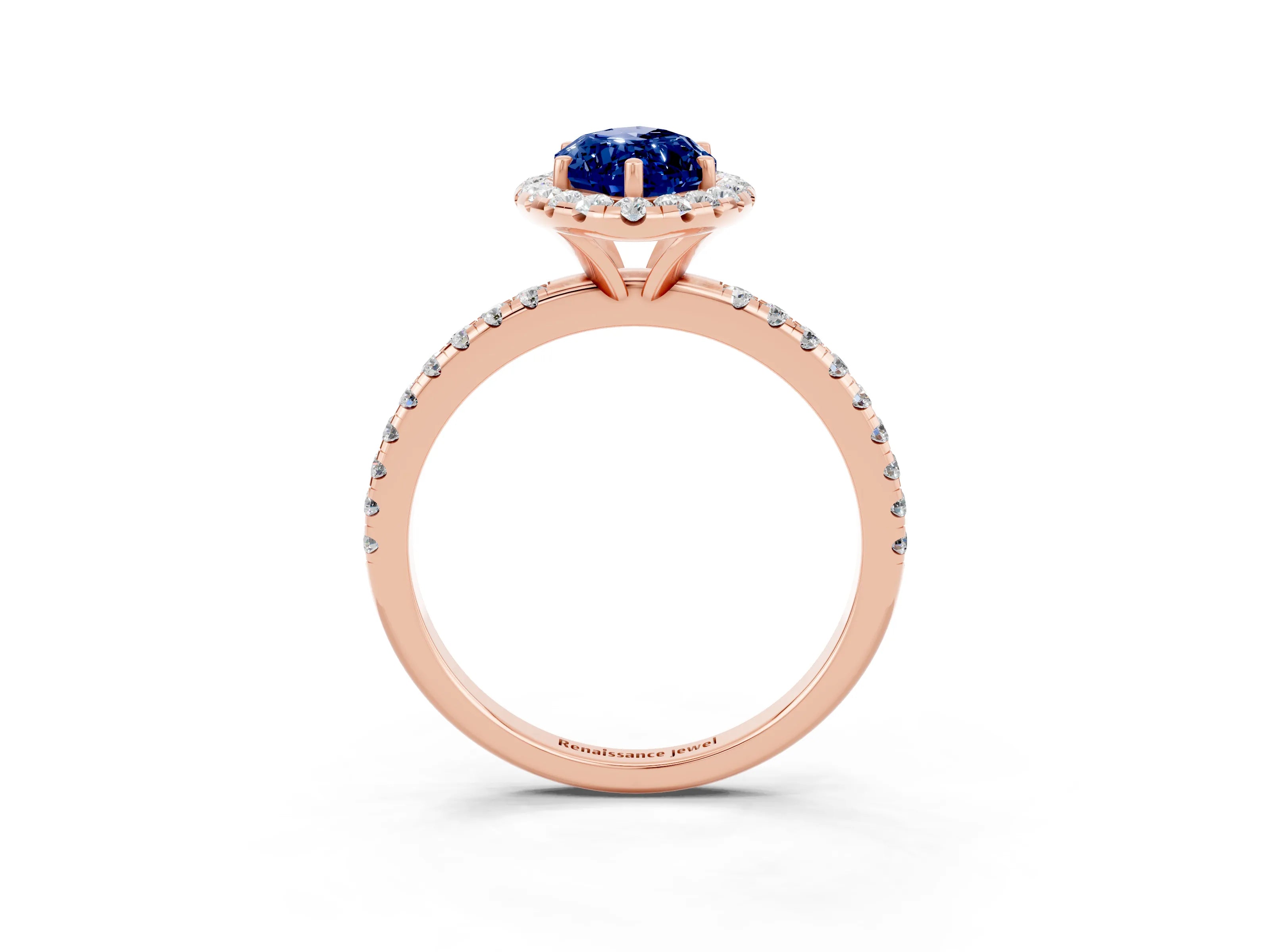 Rose gold Marquise Cut Cut Diamond Floral Halo Engagement Ring with Pavé Band and Prong Setting_3