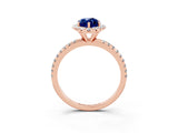 Rose gold Marquise Cut Cut Diamond Floral Halo Engagement Ring with Pavé Band and Prong Setting_3