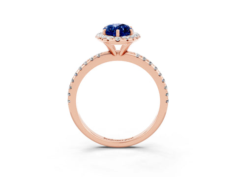 Rose gold Marquise Cut Cut Diamond Floral Halo Engagement Ring with Pavé Band and Prong Setting_3