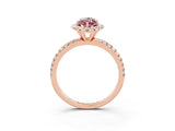 Rose gold Marquise Cut Cut Diamond Floral Halo Engagement Ring with Pavé Band and Prong Setting_3