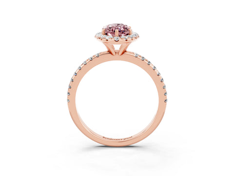 Rose gold Marquise Cut Cut Diamond Floral Halo Engagement Ring with Pavé Band and Prong Setting_3