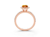 Rose gold Marquise Cut Cut Diamond Floral Halo Engagement Ring with Pavé Band and Prong Setting_3