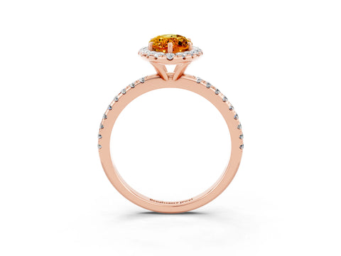 Rose gold Marquise Cut Cut Diamond Floral Halo Engagement Ring with Pavé Band and Prong Setting_3