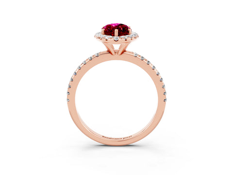 Rose gold Marquise Cut Cut Diamond Floral Halo Engagement Ring with Pavé Band and Prong Setting_3