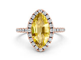 Rose gold Marquise Cut Cut Diamond Floral Halo Engagement Ring with Pavé Band and Prong Setting
