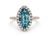Rose gold Marquise Cut Cut Diamond Floral Halo Engagement Ring with Pavé Band and Prong Setting