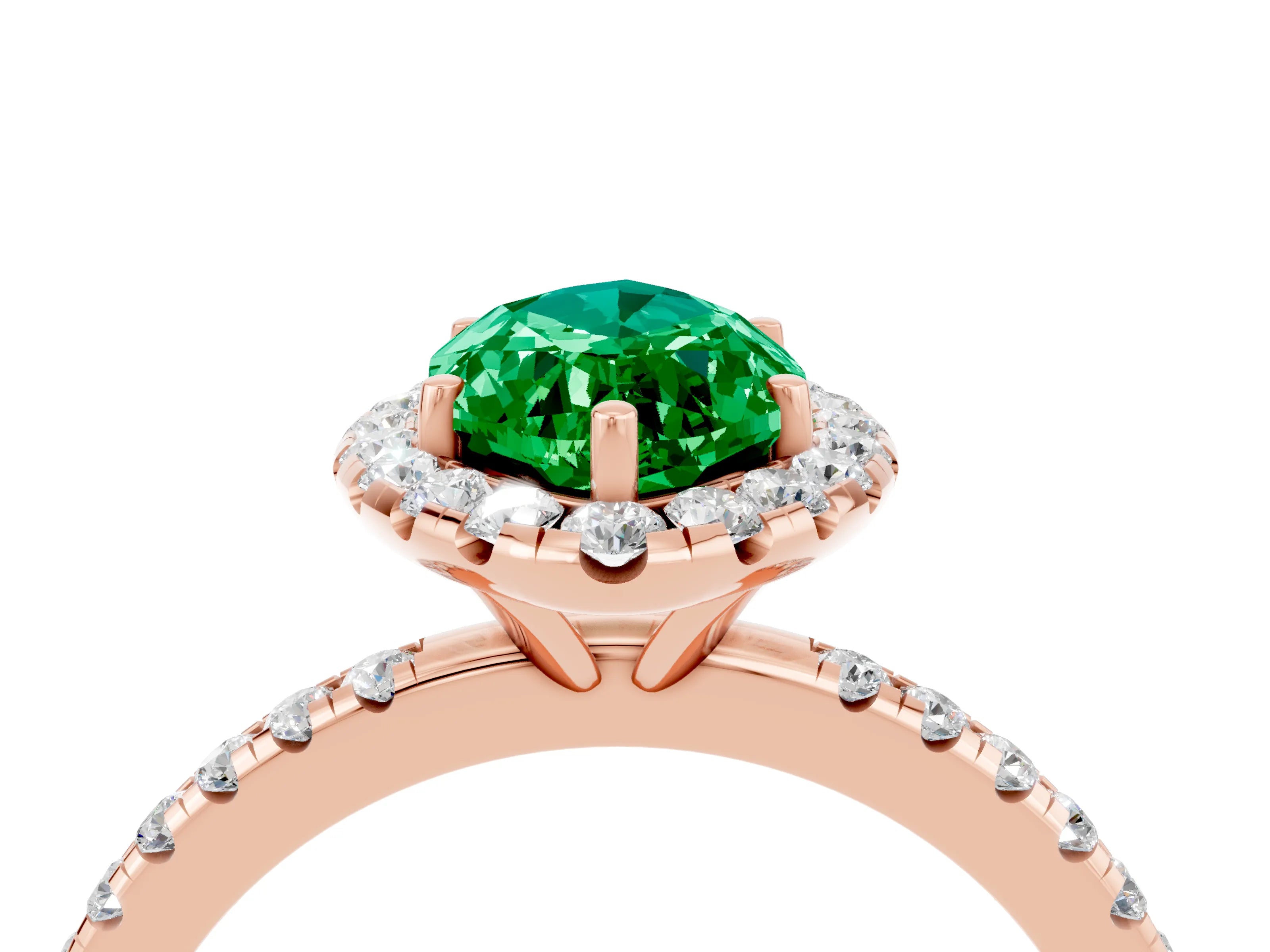 Rose gold Marquise Cut Cut Diamond Floral Halo Engagement Ring with Pavé Band and Prong Setting_4
