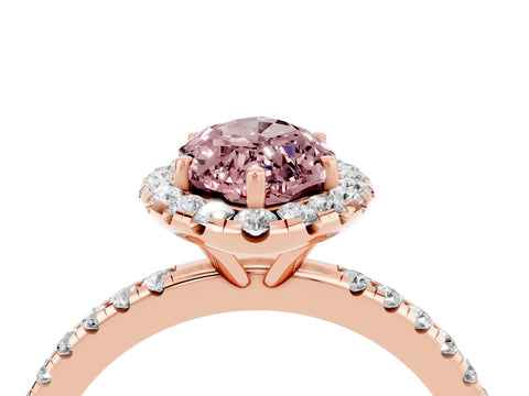 Rose gold Marquise Cut Cut Diamond Floral Halo Engagement Ring with Pavé Band and Prong Setting_4
