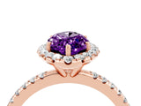 Rose gold Marquise Cut Cut Diamond Floral Halo Engagement Ring with Pavé Band and Prong Setting_4