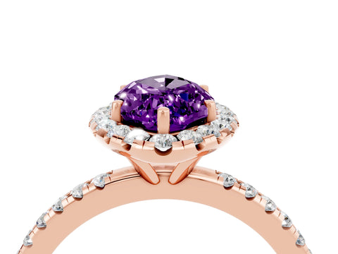Rose gold Marquise Cut Cut Diamond Floral Halo Engagement Ring with Pavé Band and Prong Setting_4