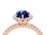 Rose gold Marquise Cut Cut Diamond Floral Halo Engagement Ring with Pavé Band and Prong Setting_4
