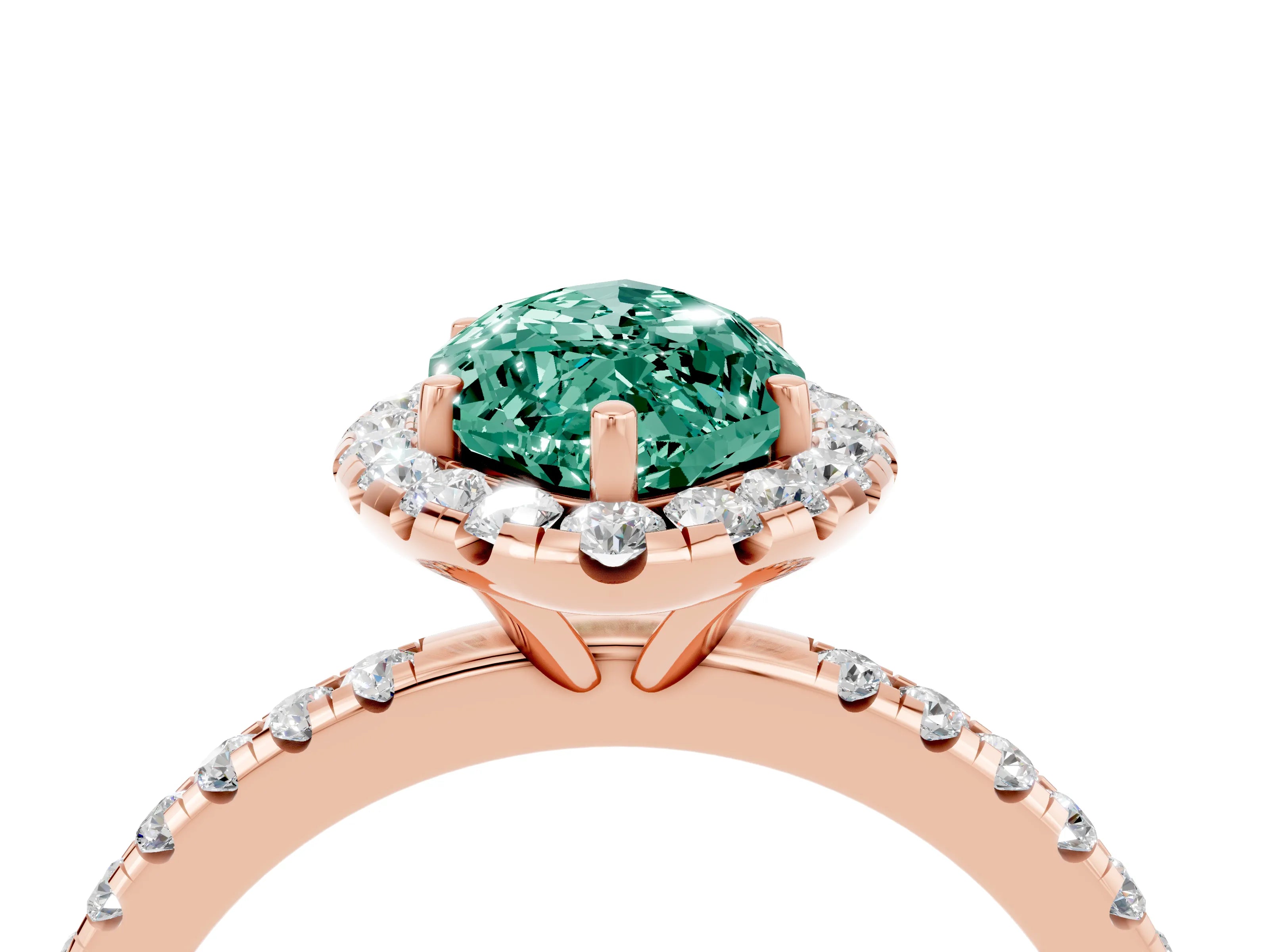 Rose gold Marquise Cut Cut Diamond Floral Halo Engagement Ring with Pavé Band and Prong Setting_4