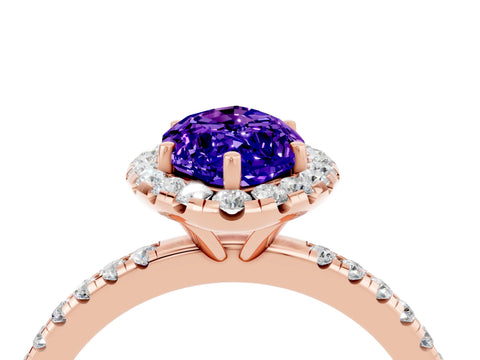 Rose gold Marquise Cut Cut Diamond Floral Halo Engagement Ring with Pavé Band and Prong Setting_4
