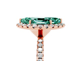 Rose gold Marquise Cut Cut Diamond Floral Halo Engagement Ring with Pavé Band and Prong Setting_5
