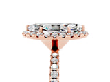 Rose gold Marquise Cut Cut Diamond Floral Halo Engagement Ring with Pavé Band and Prong Setting_5