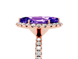 Rose gold Marquise Cut Cut Diamond Floral Halo Engagement Ring with Pavé Band and Prong Setting_5