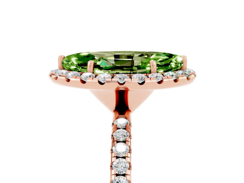 Rose gold Marquise Cut Cut Diamond Floral Halo Engagement Ring with Pavé Band and Prong Setting_5