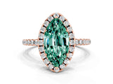 Rose gold Marquise Cut Cut Diamond Floral Halo Engagement Ring with Pavé Band and Prong Setting