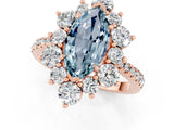 Rose gold Marquise Cut Cut Diamond Floral Halo Pave Band with Prong Setting_1
