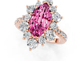 Rose gold Marquise Cut Cut Diamond Floral Halo Pave Band with Prong Setting_1