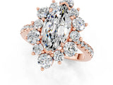 Rose gold Marquise Cut Cut Diamond Floral Halo Pave Band with Prong Setting_1