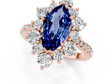 Rose gold Marquise Cut Cut Diamond Floral Halo Pave Band with Prong Setting_1