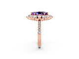 Rose gold Marquise Cut Cut Diamond Floral Halo Pave Band with Prong Setting_2