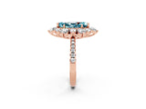 Rose gold Marquise Cut Cut Diamond Floral Halo Pave Band with Prong Setting_2