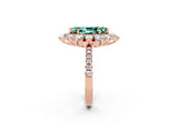 Rose gold Marquise Cut Cut Diamond Floral Halo Pave Band with Prong Setting_2